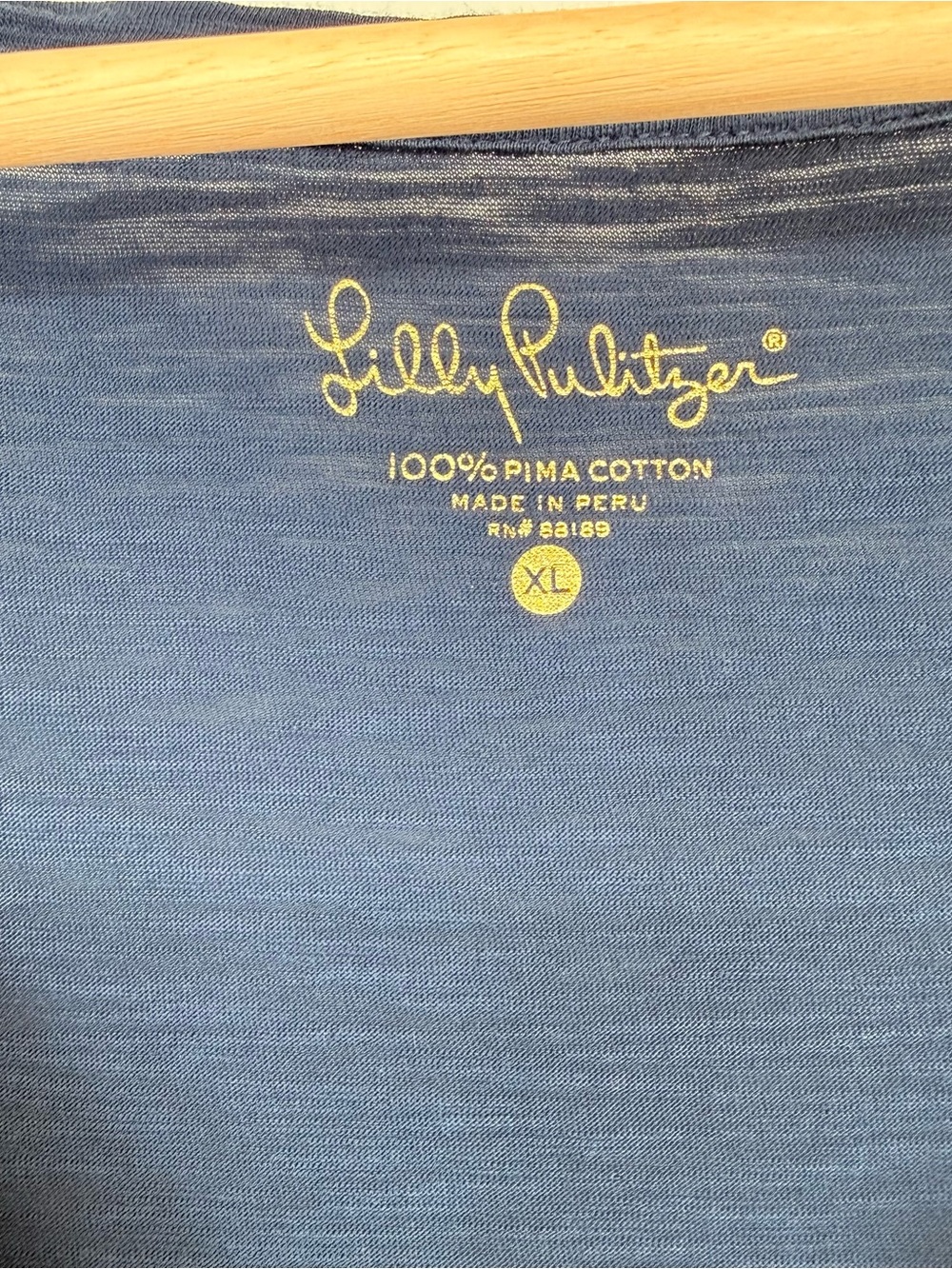 Lilly Pulitzer 100% Pima Cotton Women's Navy V-Neck Pocket Tee Size XL - Picture 4 of 10